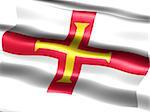 Computer generated illustration of the flag of Guernsey with silky appearance and waves