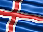 Computer generated illustration of the flag of Iceland with silky appearance and waves