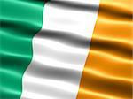 Computer generated illustration of the flag of Ireland with silky appearance and waves