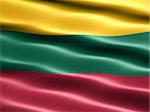 Computer generated illustration of the flag of Lithuania with silky appearance and waves