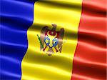Computer generated illustration of the flag of Moldova with silky appearance and waves