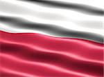 Computer generated illustration of the flag of Poland with silky appearance and waves