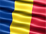 Computer generated illustration of the flag of Romania with silky appearance and waves