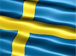 Computer generated illustration of the flag of Sweden with silky appearance and waves