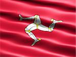 Computer generated illustration of the flag of the Isle of Man with silky appearance and waves