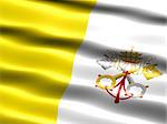 Computer generated illustration of the flag of the Vatican City with silky appearance and waves