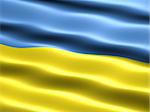 Computer generated illustration of the flag of Ukraine with silky appearance and waves