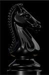 Black chess piece knight against black background.