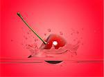 3d rendered illustration of a cherry falling into water