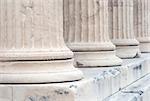 Close up view of base of columns on the Erechtheum at the Acropolis in Athens, Greece. c 5th century B.C.