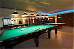 Billiard tables in a fashionable night club