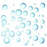 clean blue water bubbles over a white background