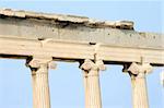 Close up of Erechtheum columns and facade at the Acropolis in Athens, Greece. c 5th century BC.
