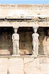 The Porch of the Maidens of the Erechtheum at the Acropolis in Athens, Greece. c 5th century B.C.