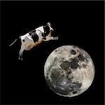 A cow jumping over the moon