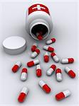 A lot of pills on white background - 3d render