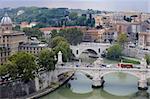 Cityscape of Rome, taken from the top of St. Angels Castle on a hot hazy day.