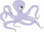 Illustration of an octopus crawling beyond white surface