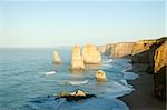 Australia's natural wonder, The Twelve Apostles - sandstone cliffs worn away by erosion.