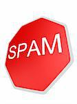3d rendered illustration o fa red sign warning for spam mails