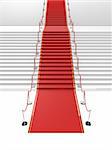 3d rendered illustration of a red carpet on white stairs