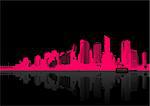 Cityscape on black background. Vector