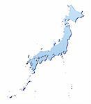Japan map filled with light blue gradient. High resolution. Mercator projection.