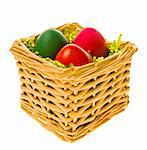 Small basket with multi-coloured Easter eggs
