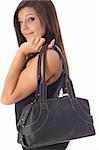 beautiful girl with black purse