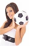 gorgeous model with a soccer ball