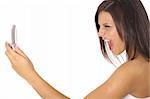 woman screaming at cellphone