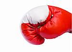 Red boxing glove ready to punch isolated over white