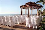 Tropical settings for a wedding on a beach