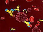 3d rendered illustration of cancer cells in the blood