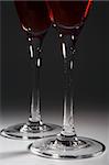 Two beautiful brilliant glasses with red wine