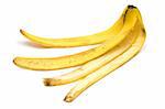 Banana peel. White background.