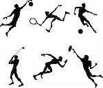 A set of stylised Sports players silhouettes