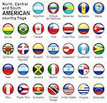 shiny web buttons with american country flags