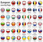 shiny web buttons with european contry flags