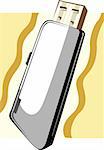 Illustration of pen drive in brown background
