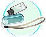 Illustration of pen drive in brown background