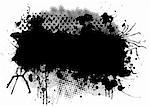 Abstract black and white halftone image with copy space