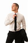 Portrait of a young businessman on white background