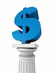 3d rendered illustration of a blue dollar sign on a white column