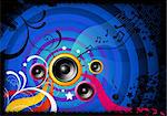 Music background vector with speakers.