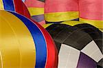 Close-up view of colorful hot air balloons