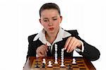 businesswoman plays in the chess