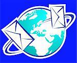 Illustration of a envelope for mail and earth