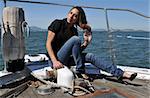 Brown haired beauty on a boat in San Francisco Bay