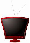 Retro styled tv illustration with metal antenna in red